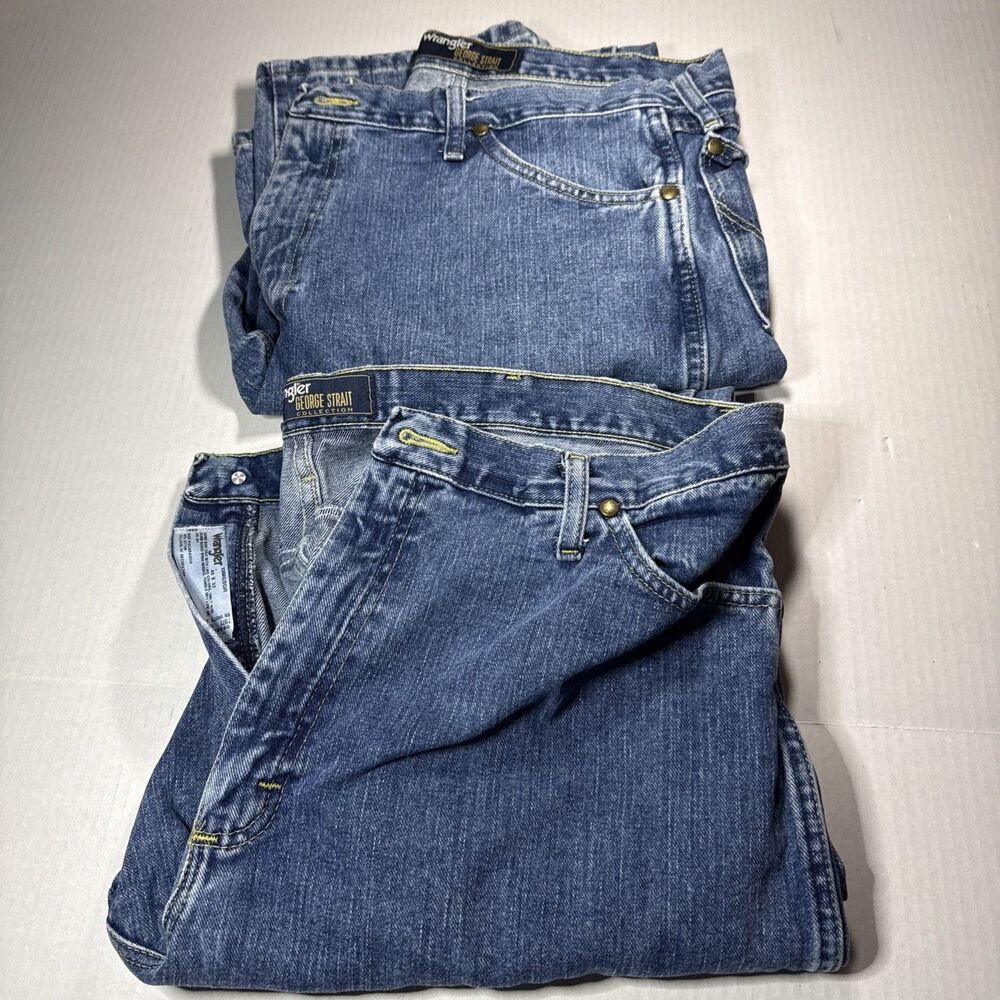 LOT Wrangler George Strait Cowboy Mens Jeans Western Denim Blue 40X32 Lot Of 2